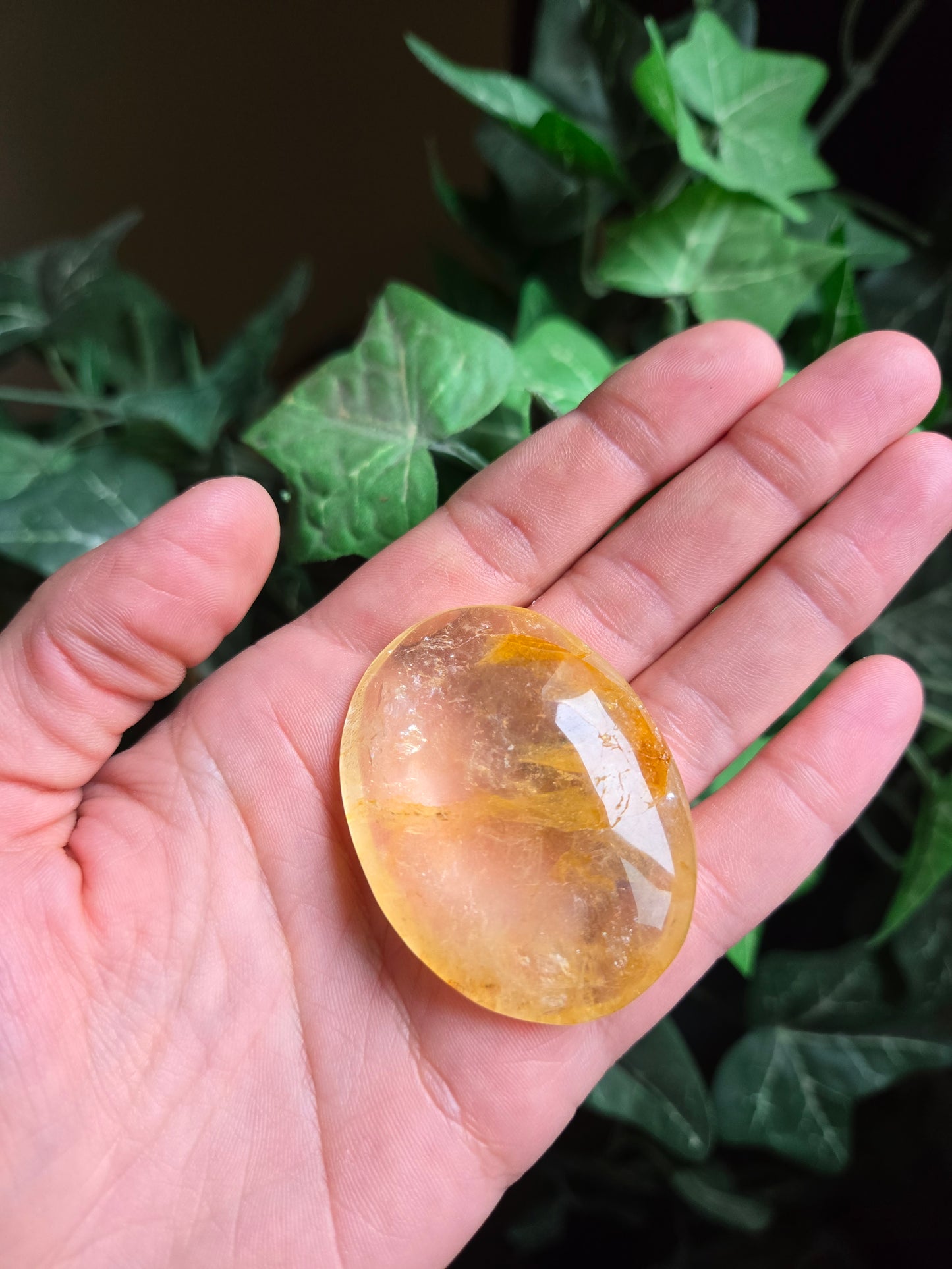 Yellow Fire Quartz Palm Stone